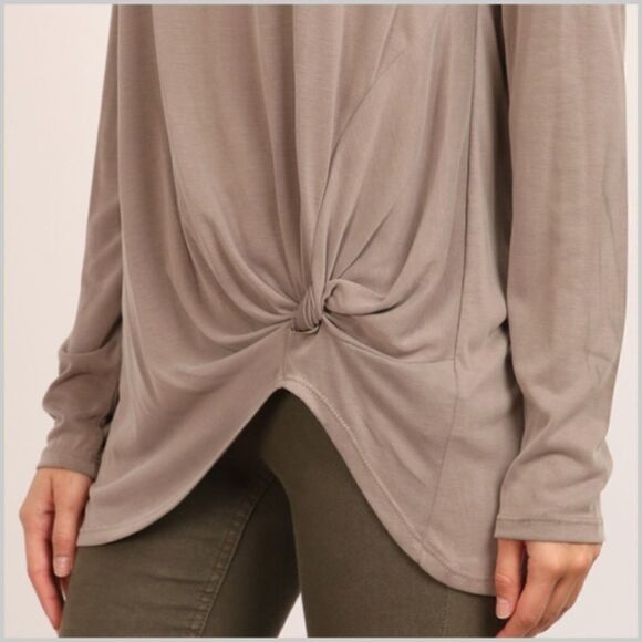 Mocha Top w/ Front Twist Knot Detail - Picture 4 of 5